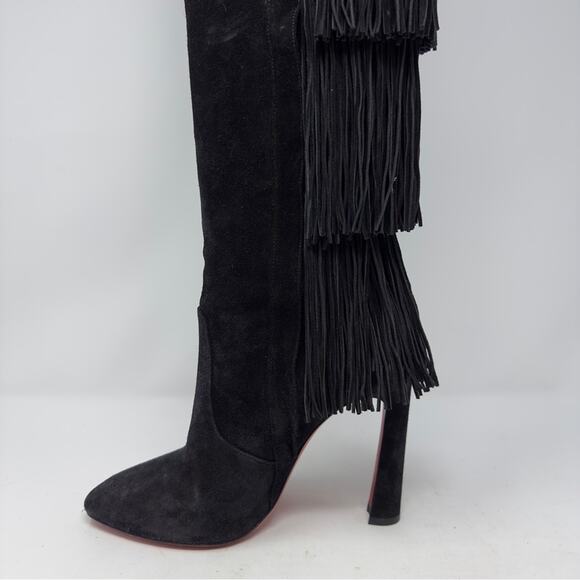 Christian Louboutin Boot Lionne Knee High Suede Fringe Boots EU 37 - Picture 8 of 13